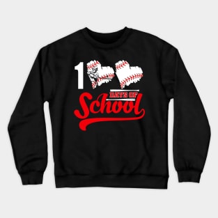 Baseball Hearts 100 Days of School Baseball Lovers Student Teacher Crewneck Sweatshirt